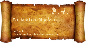 Matkovich Abbás névjegykártya